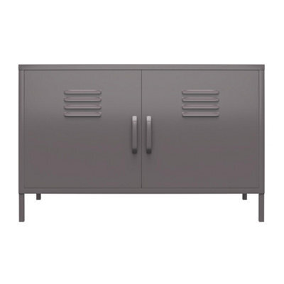 Dorel Home Bradford Metal Cabinet With 2 Doors Wide Grey - image 1