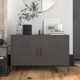 Dorel Home Bradford Metal Cabinet With 2 Doors Wide Grey - thumbnail 2