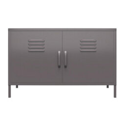 Dorel Home Bradford Metal Cabinet With 2 Doors Wide Grey