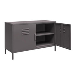 Dorel Home Bradford Metal Cabinet With 2 Doors Wide Grey - thumbnail 4