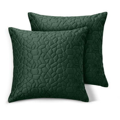 Ameha Emerald Embossed Pebbles Velvet Cushion Cover, 18X18 Inch, Pack Of 2, Ultra Soft, Breathable & Hypoallergenic