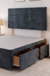 Knight Sleep York Charcoal Plush 5Ft Divan Bed Base With 2 Drawers & Headboard-King Size - thumbnail 2