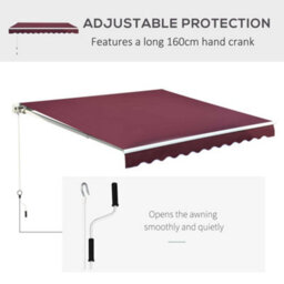 Outsunny Garden Sun Shade Canopy Retractable Awning, 3 X 2.5M, Wine Red - thumbnail 4