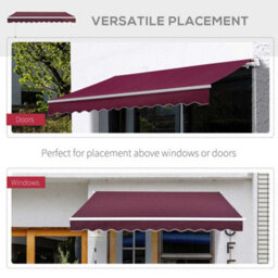 Outsunny Garden Sun Shade Canopy Retractable Awning, 3 X 2.5M, Wine Red - thumbnail 6