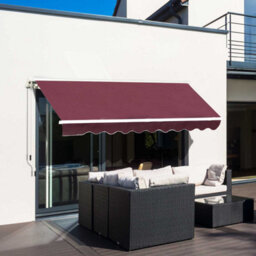 Outsunny Garden Sun Shade Canopy Retractable Awning, 3 X 2.5M, Wine Red - thumbnail 1