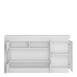Furniture To Go Lyon 3 Door Glazed Sideboard (Including Led Lighting) In White And High Gloss - thumbnail 2