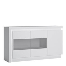 Furniture To Go Lyon 3 Door Glazed Sideboard (Including Led Lighting) In White And High Gloss - thumbnail 1