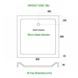 GravaHaus Square Shower Tray With Fast Flow Waste 800mm X 800mm Flat Top - thumbnail 2