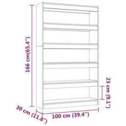 Berkfield Book Cabinet/room Divider Grey Sonoma 100X30X166 Cm - thumbnail 7