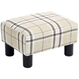 Homcom Chic Linen Fabric Foot Stool Ottoman Cube With Legs, Multi-Colored - thumbnail 2