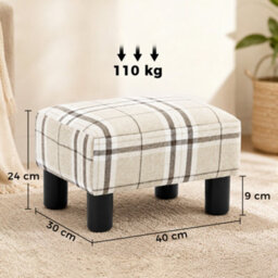 Homcom Chic Linen Fabric Foot Stool Ottoman Cube With Legs, Multi-Colored - thumbnail 3