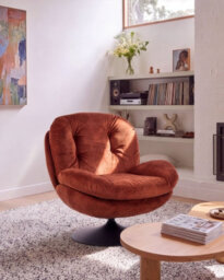 Beliani Swivel Armchair Nolvik Velvet Golden Brown - thumbnail 2