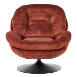 Beliani Swivel Armchair Nolvik Velvet Golden Brown - thumbnail 4