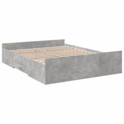 Berkfield Bed Frame With Drawers Without Mattress Concrete Grey 140X200 Cm - thumbnail 3