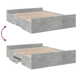 Berkfield Bed Frame With Drawers Without Mattress Concrete Grey 140X200 Cm - thumbnail 7