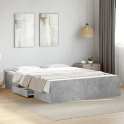 Berkfield Bed Frame With Drawers Without Mattress Concrete Grey 140X200 Cm - thumbnail 1
