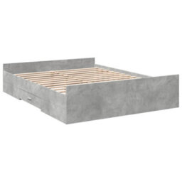 Berkfield Bed Frame With Drawers Without Mattress Concrete Grey 140X200 Cm - thumbnail 6