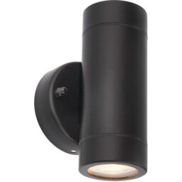 Up & Down Twin Outdoor Ip44 Wall Light - 2 X 7W Gu10 Led - Matt Black & Glass