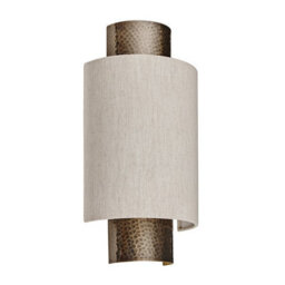 Luminosa Lighting Luminosa Indara 1 Light Wall Aged Hammered Bronze, Natural Linen Fabric, E14 - thumbnail 3