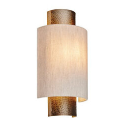 Luminosa Lighting Luminosa Indara 1 Light Wall Aged Hammered Bronze, Natural Linen Fabric, E14 - thumbnail 2