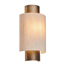 Luminosa Lighting Luminosa Indara 1 Light Wall Aged Hammered Bronze, Natural Linen Fabric, E14 - thumbnail 1