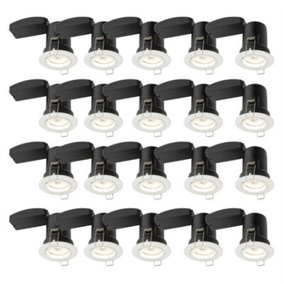 First Choice Lighting Set Of 20 Fire Rated Downlights - White Fixed Gu10 Recessed Downlights - image 1