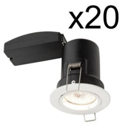 First Choice Lighting Set Of 20 Fire Rated Downlights - White Fixed Gu10 Recessed Downlights - thumbnail 2