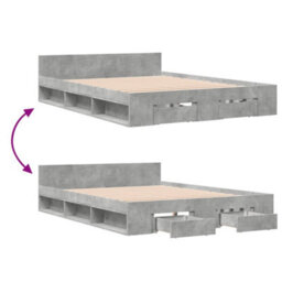 Berkfield Bed Frame With Drawers Without Mattress Concrete Grey 140X200 Cm - thumbnail 7