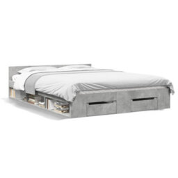 Berkfield Bed Frame With Drawers Without Mattress Concrete Grey 140X200 Cm - thumbnail 2
