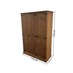 Wardrobe 3 Door Budget Mexican Bedroom Triple Robe Solid Wood Pine Wooden - thumbnail 2