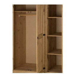 Wardrobe 3 Door Budget Mexican Bedroom Triple Robe Solid Wood Pine Wooden - thumbnail 3