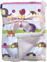 KAV Baby Boys/girls Jungle Animal Design Supersoft Microfleece Wrap Blanket (75Cm X 100Cm) (White/pink)