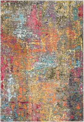 Modern Rug, Stain-Resistant Turkish Rug With 6mm Thick, Abstract Graphics Rug For Bedroom, & Dining Room-122Cm (Circle) - image 1