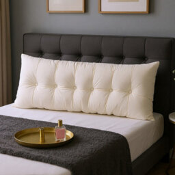 Living And Home Off-White, Removable And Washable Chenille Cushion Headboard Pillow, 180Cm W X 60Cm H - thumbnail 1