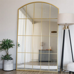 Jōbū Jobu Home - Tomi - Full Length Gold Metal Arched Lattice Window Mirror - 200Cm X 120Cm