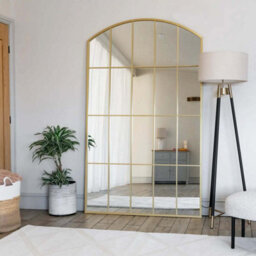 Jōbū Jobu Home - Tomi - Full Length Gold Metal Arched Lattice Window Mirror - 200Cm X 120Cm - thumbnail 3