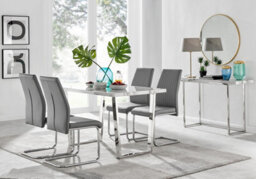 Furniturebox Uk Kylo White Marble Effect Dining Table & 4 Grey Lorenzo Chairs - thumbnail 1