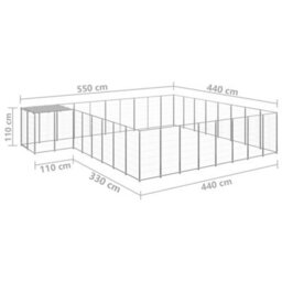 Berkfield Dog Kennel Silver 20.57 M2 Steel - thumbnail 6