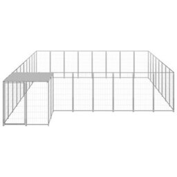 Berkfield Dog Kennel Silver 20.57 M2 Steel - thumbnail 2