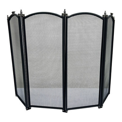 Thorness Folding Four Panel Mesh Fire Guard Screen Durable Fireplace Safety Protector - image 1