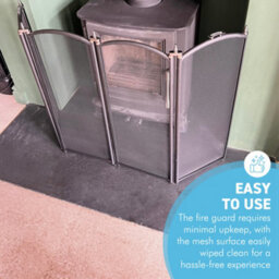 Thorness Folding Four Panel Mesh Fire Guard Screen Durable Fireplace Safety Protector - thumbnail 5