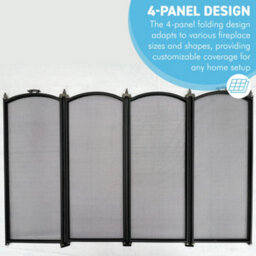 Thorness Folding Four Panel Mesh Fire Guard Screen Durable Fireplace Safety Protector - thumbnail 3