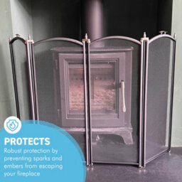 Thorness Folding Four Panel Mesh Fire Guard Screen Durable Fireplace Safety Protector - thumbnail 2
