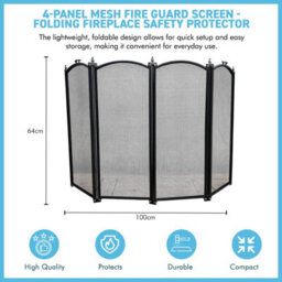 Thorness Folding Four Panel Mesh Fire Guard Screen Durable Fireplace Safety Protector - thumbnail 7