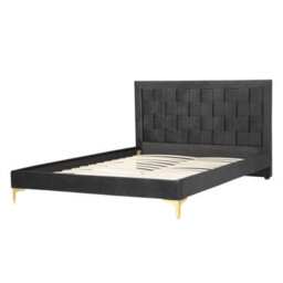 Beliani Bed Velvet Limoux 140 X 200 Cm (Eu Double) Black - thumbnail 4
