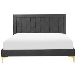 Beliani Bed Velvet Limoux 140 X 200 Cm (Eu Double) Black - thumbnail 5