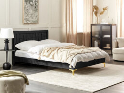 Beliani Bed Velvet Limoux 140 X 200 Cm (Eu Double) Black - thumbnail 2