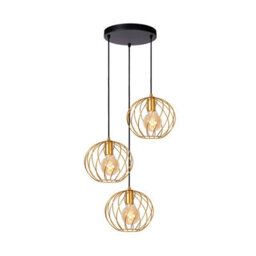 Lucide Danza Classic Cluster Pendant Light 50Cm - 3Xe27 - Matt Gold, Brass - thumbnail 2