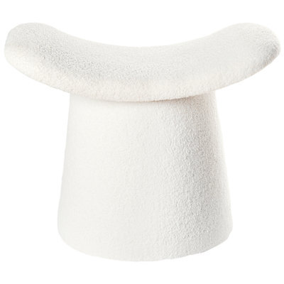 Wyld And Coco Off-White Boucle Teddy Pouffe Footstool With Foam Filling, 570mm X 460mm - image 1