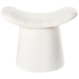 Wyld And Coco Off-White Boucle Teddy Pouffe Footstool With Foam Filling, 570mm X 460mm - thumbnail 1